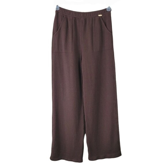 St. John Sport Santana Knit Pants Small Choc Brown Drawstring Waist Straight Leg - Picture 1 of 11
